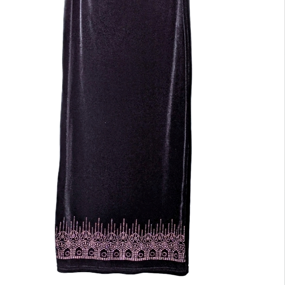 Vtg Black Velvet Autumn Skirt. Pink Art Deco Sparkle. XS fit. Md in Canada.